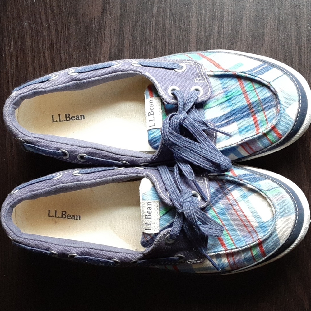 L.L. Bean preppy plaid boat shoes